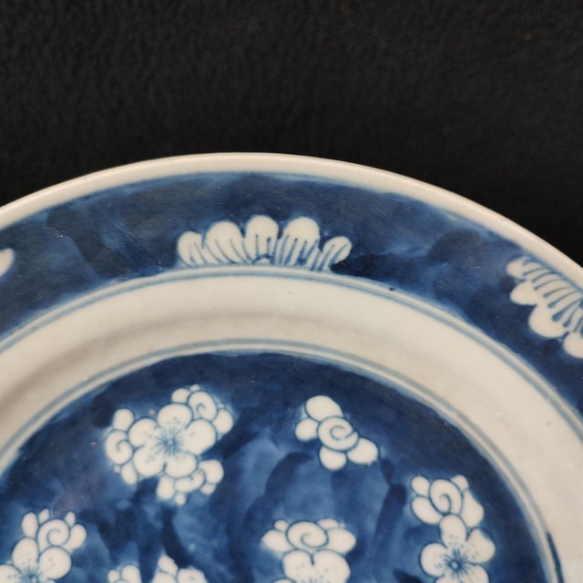 Chinese Ceramic Plate,Blue and White Porcelain Plate Hand Painted Plum Blossoms Pattern For Sale - Image 4 of 11