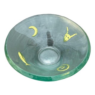 Post-Modern Kiln-Formed Art Glass Bowl Gold W 24k Inlaid by Jeffrey Andrews 1994 For Sale
