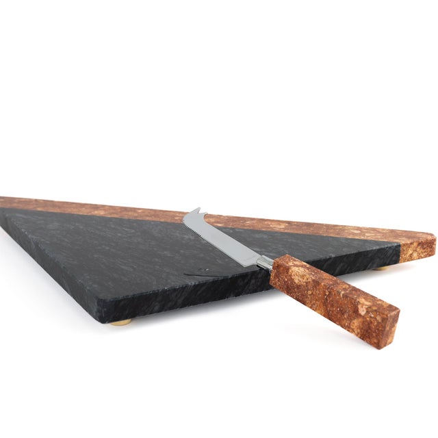 Vintage Georges Briard Triangular Marble Cheese Board & Knife For Sale - Image 9 of 14