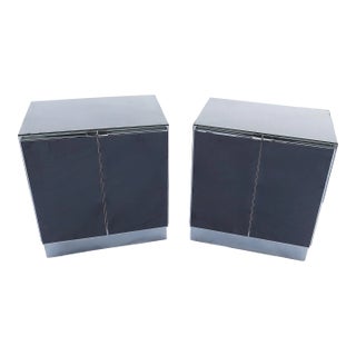 Vintage Ello Moods Mirrored Nightstands / Cabinets Designed by O. B. Solie - a Pair For Sale