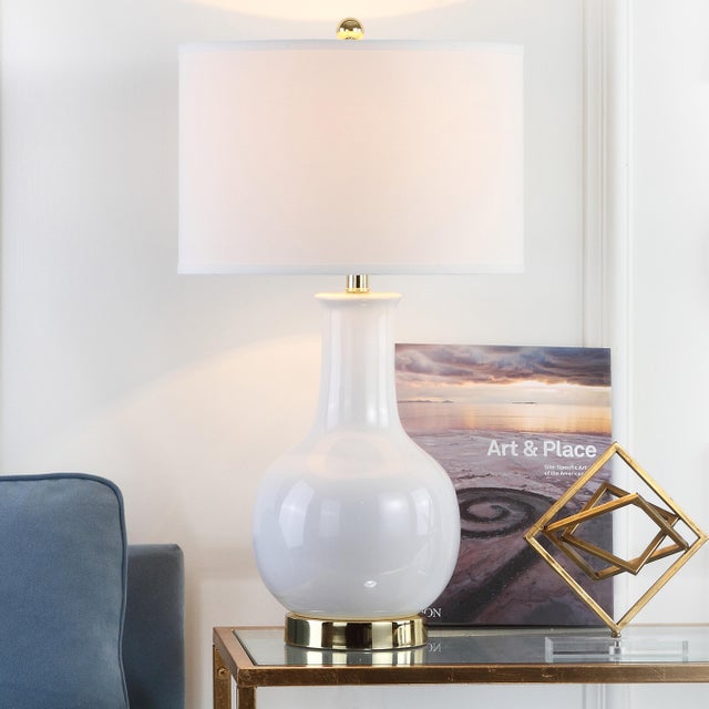 27.5-Inch H Ceramic Table Lamp - White For Sale - Image 4 of 7