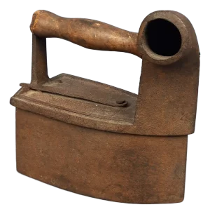 Antique French Coal Iron and Wooden Handle