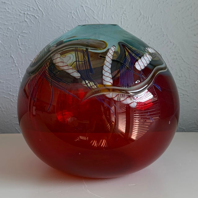 Large Art Glass Vase - Daniel Edler Graffiti Helix Series For Sale - Image 4 of 9
