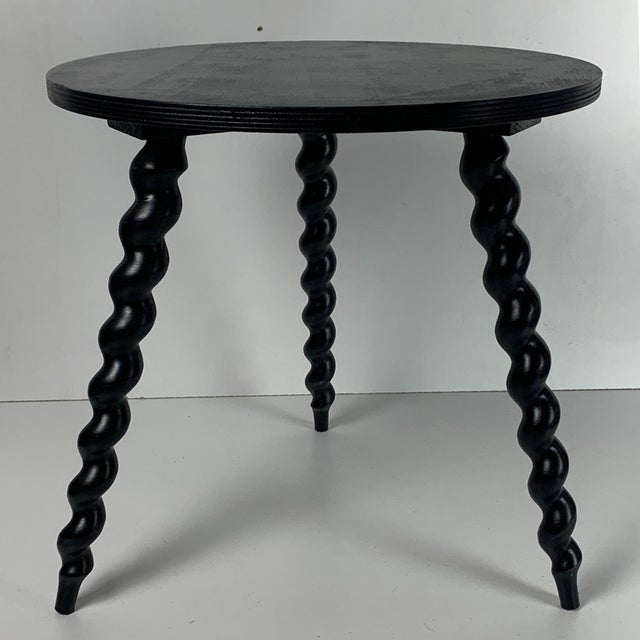 Mid-Century French Ebonized Turned Wood Side Table with Cork Screw Legs, 1950s For Sale - Image 4 of 15