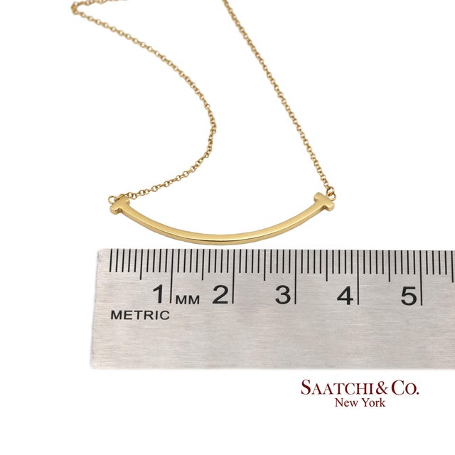 Tiffany & Co. 18k (750) Solid Yellow Gold T Smile Pendant Necklace For Sale - Image 11 of 12