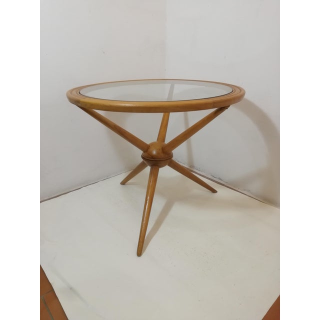 Cesare Lacca Tripod Table in Wood and Glass attributed to Cesare Lacca, Italy, 1950s For Sale - Image 4 of 16