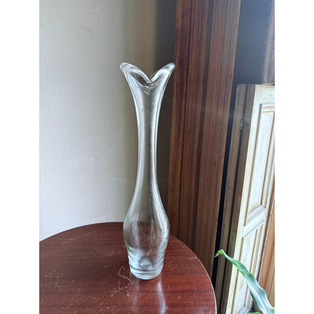 Transparent Mid 20th Century Modern Swedish Sculptural Glass Bud Vase Attributed to Orrefors For Sale - Image 8 of 10