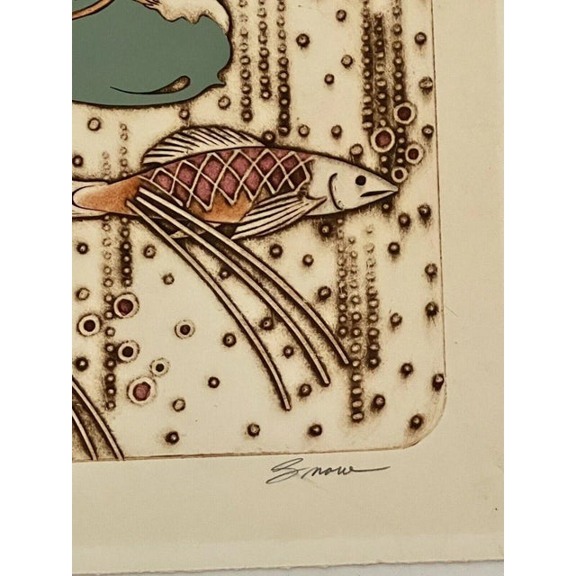 1980s “Snow” 10/25 Sidney Schatzky Hand Colored Limited Edition Collagraph For Sale In West Palm - Image 6 of 8