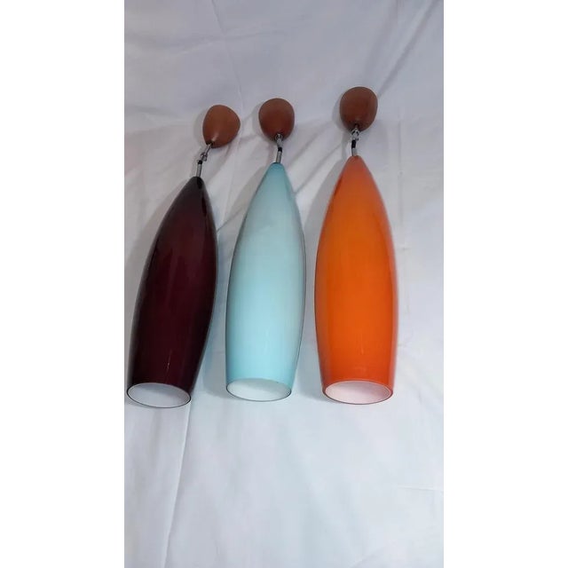 Danish Style Colorful Pendant Lamps, Set of 3 For Sale - Image 3 of 13