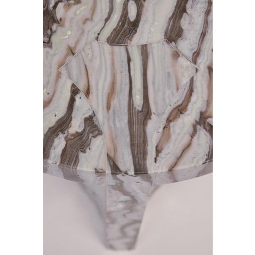 Unique custom "bamboo" marble carrara side table inlay by reda amalou design dimensions: ø 45 cm x h 45 cm. A side table,...