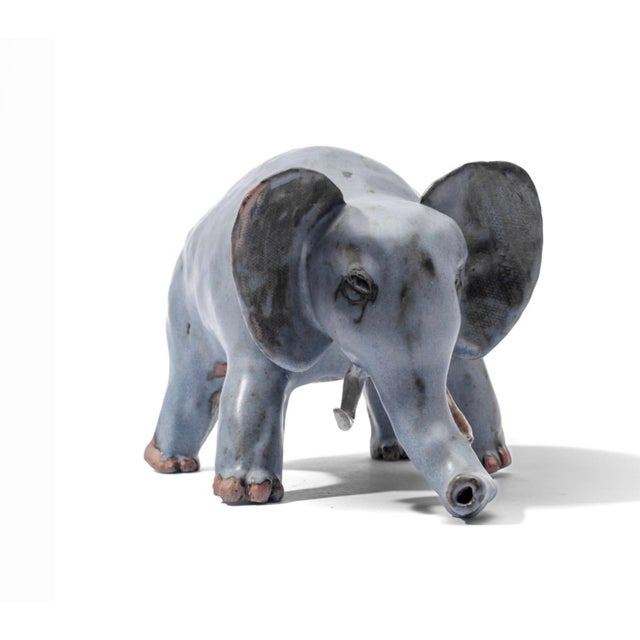 1980s Whimsical Hand Thrown Glazed Pottery Elephant For Sale In Palm Springs - Image 6 of 18