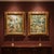 Pair of vintage original oil paintings on canvas signed K. Hillman, depicting lush tropical garden courtyards filled with...