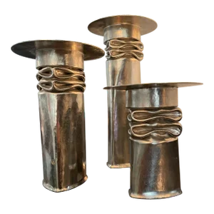 1970s Thomas Roy Markusen Brutalist Modernist Candleholders- Set of 3