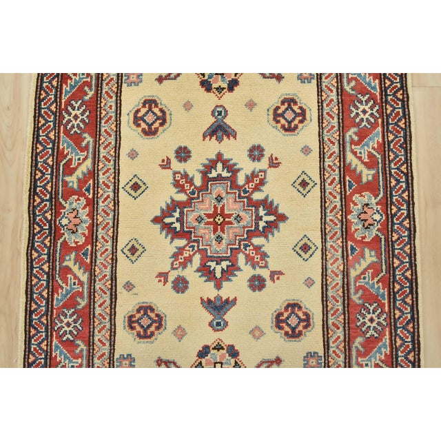 2020s Kazak Runner 2’8” X 9’7” Beige Wool Tribal Hand-Knotted Oriental Rug For Sale - Image 5 of 13