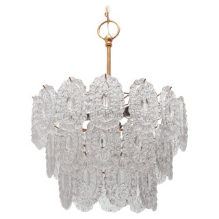 Large Rosette Crystal Glass Chandelier, Belgium, 1970s For Sale