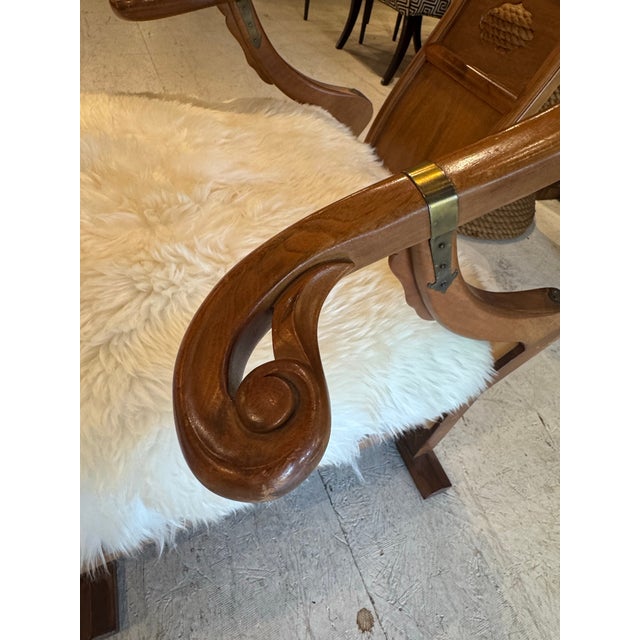 Pair of Baker “Far East Collection” Style Carved Wood Armchairs, Circa 1960s For Sale - Image 9 of 10