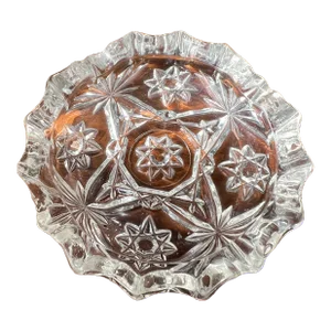 Vintage Anchor Hocking Early American Press Cut Early Starburst Crystal 4 Slot Ashtray