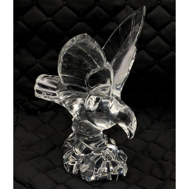 Figurative Val St Lambert Crystal Eagle Sculpture / Figurine (Large 9.5-inch, 4lbs) Signed DeSousa For Sale - Image 3 of 18