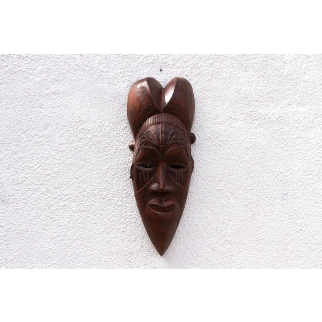 Metal Inlay Decorative Kwele African Mask For Sale - Image 4 of 9