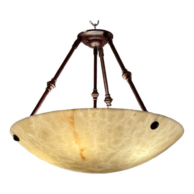 Faux Alabaster Bowl Pendant For Sale