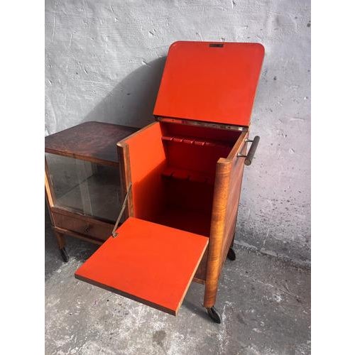 Wood Art Deco Walnut Bar Trolley, 1930s For Sale - Image 7 of 15