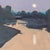 Moonrise Over The South Platte by Michael Magrin | Oil on linen depicting a river at moonrise. For Sale