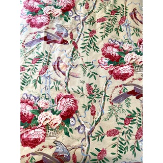 Vintage Scalamandre Birr Castle Peony Chintz Hand Print Fabric - 3 yards For Sale