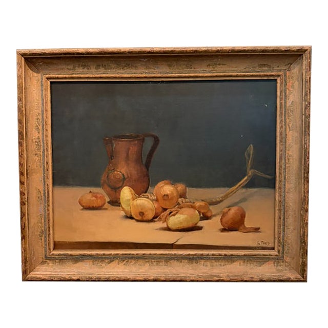 Mid 20 Century American Still Life Painting With Onions, G Tracy For Sale