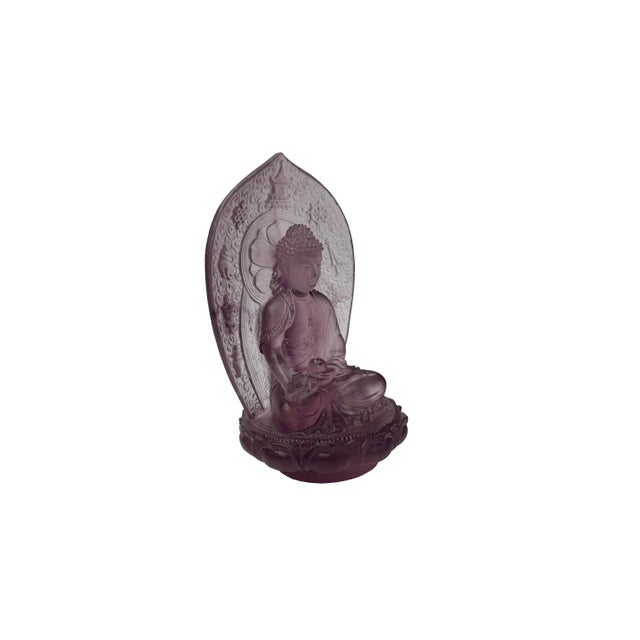 Crystal Glass Amethyst Purple Gautama Amitabha Shakyamuni Statue For Sale - Image 9 of 10