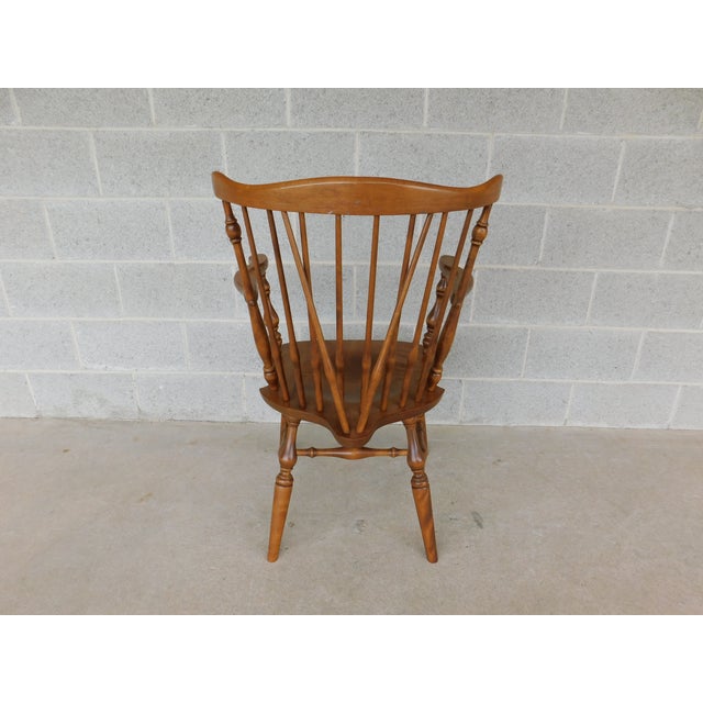 Brown Ethan Allen Heirloom Nutmeg Braceback Windsor Arm Chair 10-6020a For Sale - Image 8 of 13
