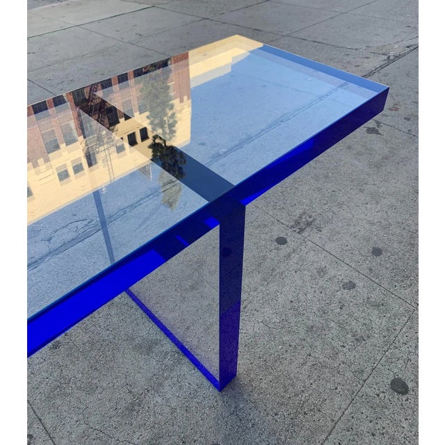 Early 21st Century Amparo Calderon Tapia Custom Deep Blue & Clear Lucite Bench For Sale - Image 9 of 12