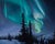 Early 21st Century Witness to the Unknown by Austin Howlett | Oil on panel Northern lights over a snowy landscape. For Sale - Image 5 of 5