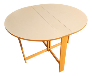 Vintage Scandinavian Folding Dining Table with Side Leaves and White Formica Top