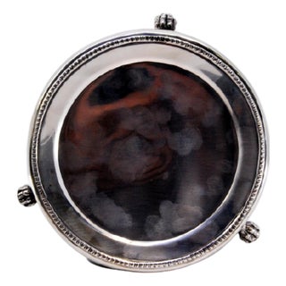 Silver Tray with Raised Frieze Edge and Claw-Shaped Feet For Sale