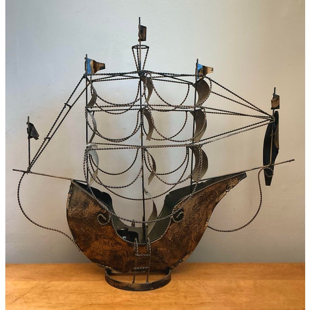 Vintage Monumental Iron Nautical Ship Lamp For Sale - Image 12 of 12
