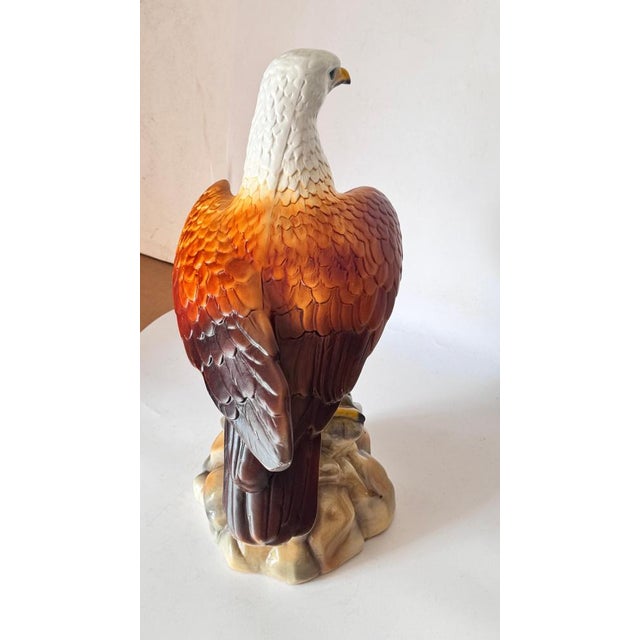French Hand-Painted Ceramic Eagle Sculpture, 1970s For Sale - Image 11 of 16
