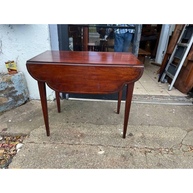 Wood Antique Federal Style Drop Leaf Pembroke Side Table For Sale - Image 7 of 12