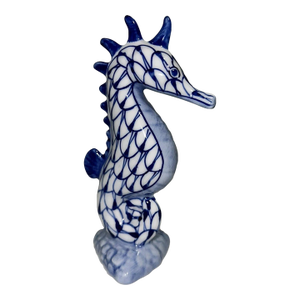 Vintage MCM Andrea by Sadek Blue & White Seahorse Fishnet Porcelain Vintage Figurine