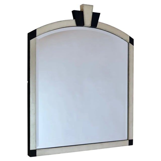 Art Deco Style Wall Mirror in Silver and Black, 1990s For Sale