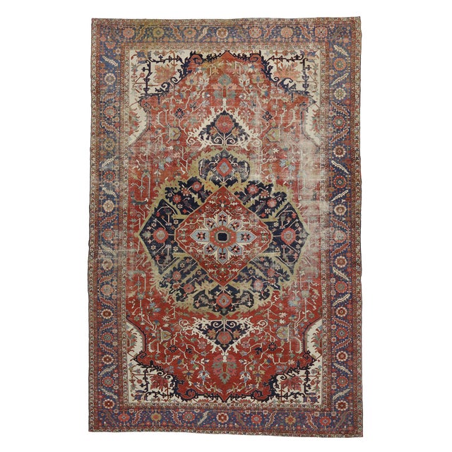 Red Late 19th Century Persian Serapi Rug, 13'00 X 19'10 For Sale - Image 8 of 8