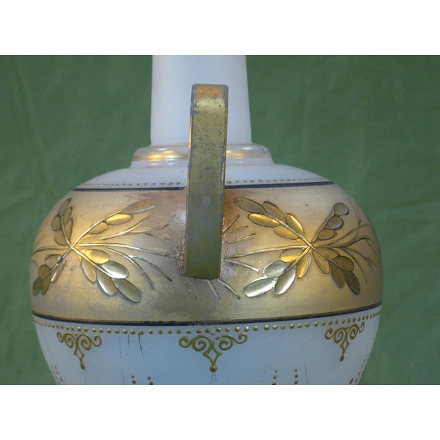 Table Lamp Glass Urn Vase Antique Bohemian Moser Gold Leaves For Sale - Image 15 of 18