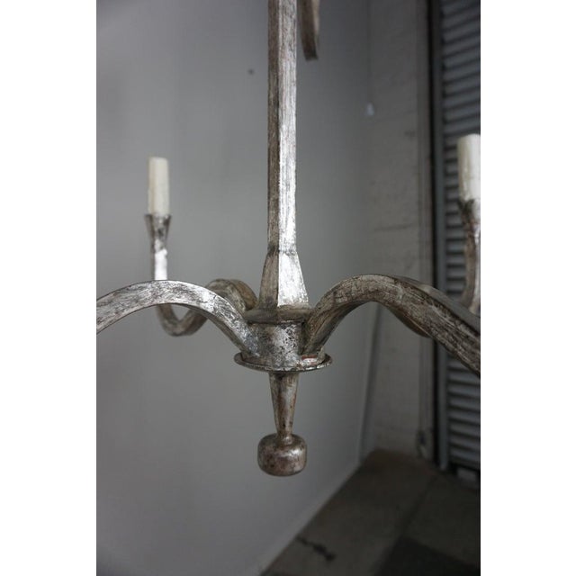 Mid-Century Modern Wrought Iron Silver Gilt Chandeliers by Melissa Levinson For Sale - Image 3 of 10