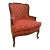 Late 20th Century Louis XV Style Red and Gold Upholstered Winged Armchair For Sale