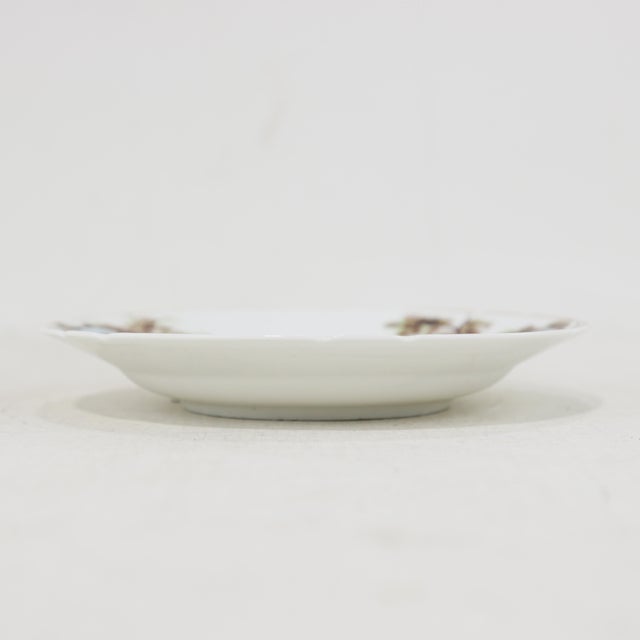 Vintage Hand-Painted Porcelain Saucer – Asian Landscape & Lotus Design For Sale - Image 4 of 9