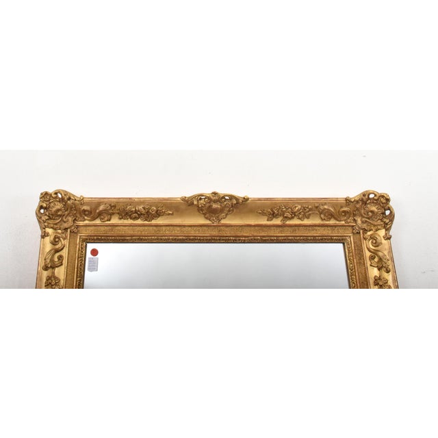 Antique Louis Philippe Gold Leaf Rectangular Wall Mirror with Avec Floral Motifs, 19th Century For Sale - Image 5 of 11