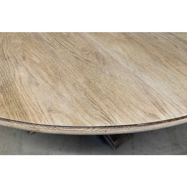 Large Farmhouse Round Dining Table in Oak, 1940 For Sale - Image 10 of 18