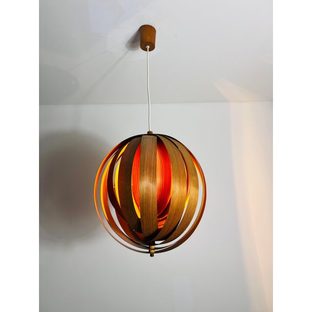 AB Markaryd Mid-Century Wooden Pendant Lamp by Hans-Agne Jakobsson, Sweden, 1960s For Sale - Image 4 of 12