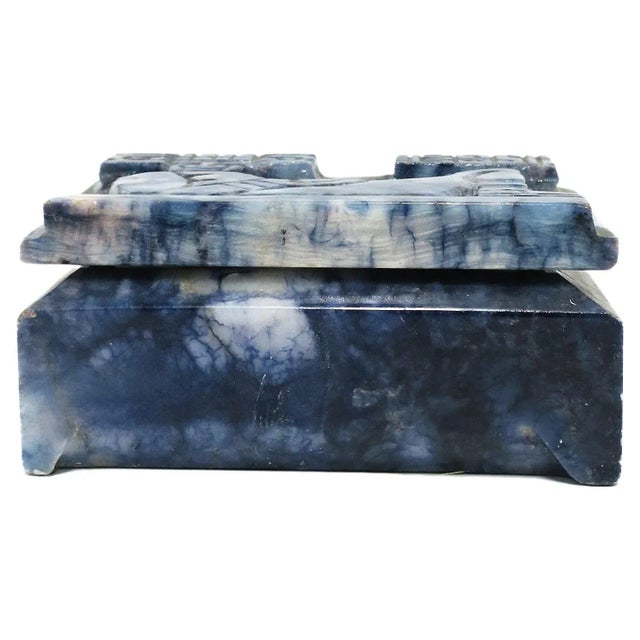 Blue and White Marble Egyptian Revival Box, circa 1970s For Sale - Image 13 of 13