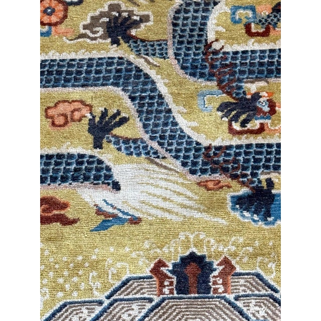 Antique Chinese Ningxia Tibetan Dragon Pillar Rug Qing Dynasty For Sale - Image 17 of 18