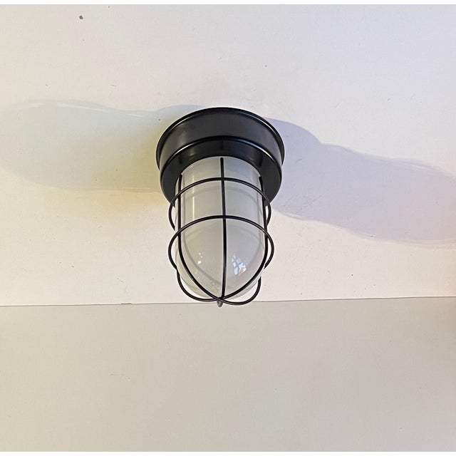 1980s Vintage Industrial Cage Flush Mount or Wall Light by Abo Randers, 1980s For Sale - Image 5 of 7